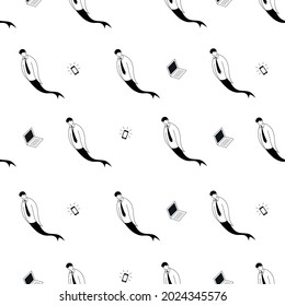 Go with the flow indifferent office workers or businessmen
as swimming fish seamless pattern background