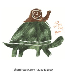 GO WITH THE FLOW TURTLES GRAPHIC VECTOR PRINTABLE FOR KIDS CLOTHING