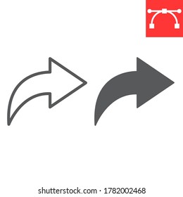 Go forward line and glyph icon, ui and button, arrow right sign vector graphics, editable stroke linear icon, eps 10