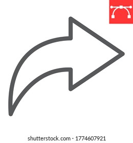 Go forward line icon, ui and button, arrow right sign vector graphics, editable stroke linear icon, eps 10