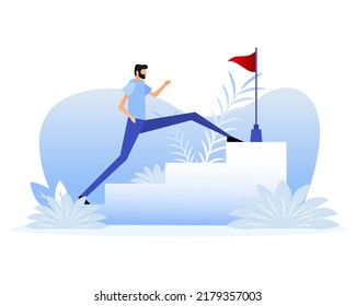 Adelante gente. Diseño plano. Icono plano con personas que van hacia adelante