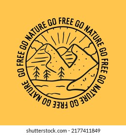 Go free go nature wildlife mountains in mono line design vector