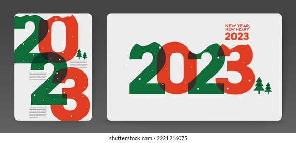 Go to the future 2023 concept, Happy New Year set. Templates with typography logo 2023 for celebration, Colorful trendy template for branding, banner, cover, card, social media, Vector EPS.10