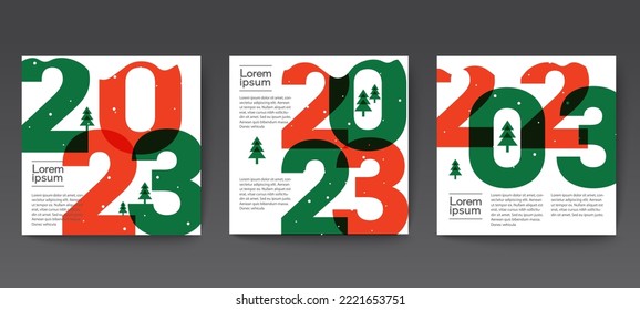 Go to the future 2023 concept, Happy New Year set. Templates with typography logo 2023 for celebration, Colorful trendy template for branding, banner, cover, card, social media, Vector EPS.10