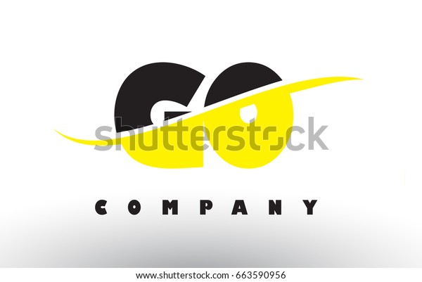 GO G O  Black and Yellow Letter Logo with White\
Swoosh and Curved Lines.