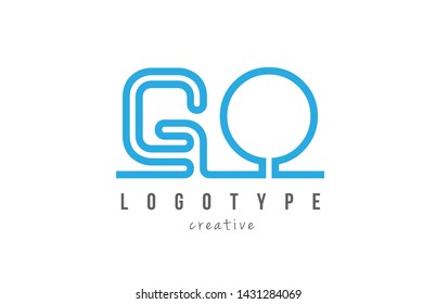 GO G O blue joined line alphabet letter logo combination suitable as icon design for a company or business