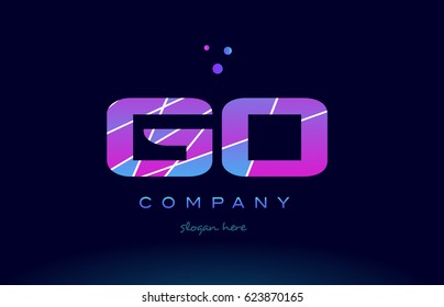 go g o  creative color blue background pink purple magenta alphabet letter company logo vector icon