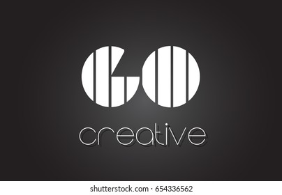 GO G O Creative Letter Logo Design With White and Black Lines.