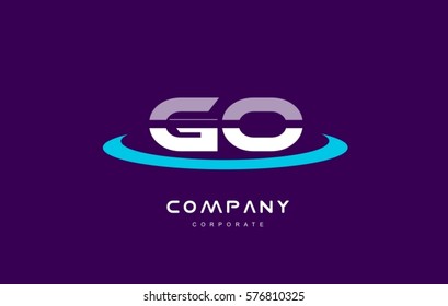 go g o cyan magenta blue letter combination alphabet vector company logo icon sign design template 