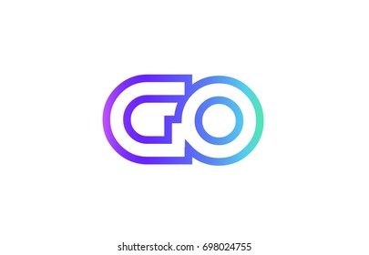 GO G O letter logo combination alphabet vector, creative company icon design template, modern  pink blue contour line art