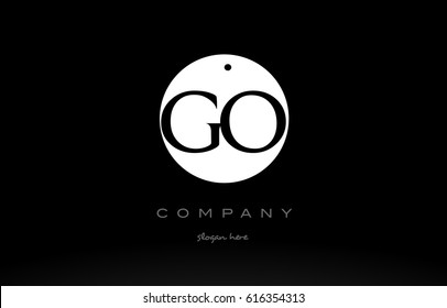 GO G O simple black white circle background alphabet company logo design vector icon template