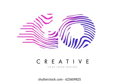 GO G O Zebra Letter Logo Design with Black and White Stripes Vector
