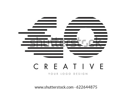 GO G O Zebra Letter Logo Design with Black and White Stripes Vector