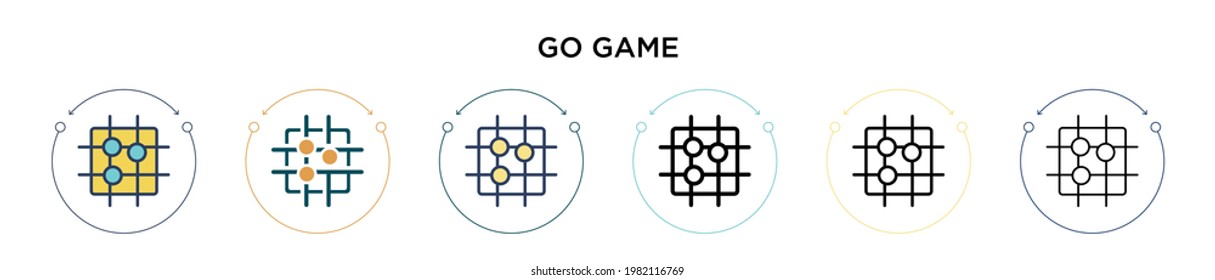Go game icon in filled, thin line, outline and stroke style. Vector illustration of two colored and black go game vector icons designs can be used for mobile, ui, web