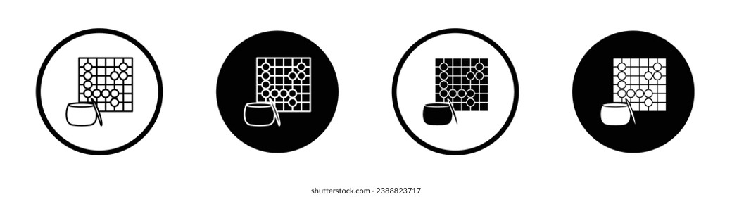 Go game vector set. Asian AlphaGo symbol in black and white color.