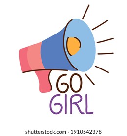 go girl lettering with megaphone vector illustration design