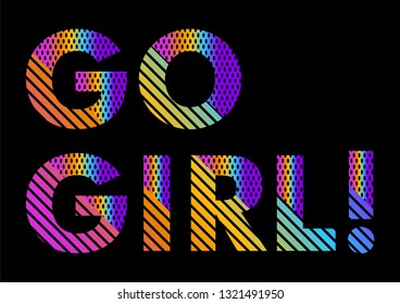 GO GIRL,Salogan graphic print t-shirts,active wear,vector gradient