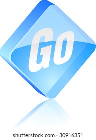 Go glass button. Vector illustration.
