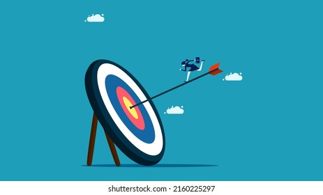 Go to the goal. business woman striving to achieve goals. business concept vector