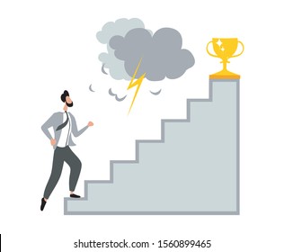 Go up to the goal through obstacles. Concept flat design