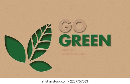 go green background paper cut vector background  recycle paper cut illuatration