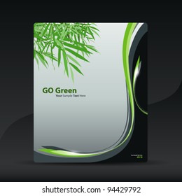 Go Green Bamboo Brochure Design, Vector Illustration