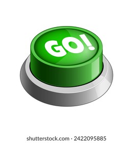Go green button isolated on white background vector illustration. Concept illustration. Hand drawn color vector illustration.