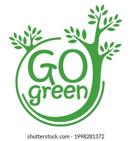 Lema de caligrafía verde con árboles - slogan de motivación ecológica en decoración plana creativa 