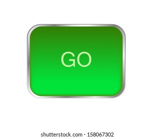 go green circle glossy web icon on white background