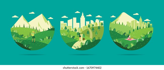 Go green city illustration vector