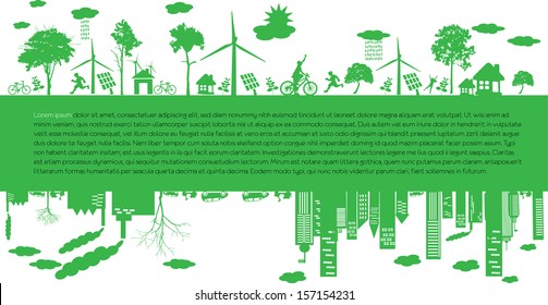 Go green city. Industry sustainable development with environmental conservation background illustration