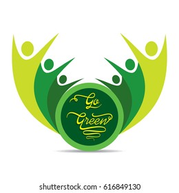 go green concept design, people celebrate go green  