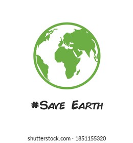 Go green concept. Earth vector isolated in white good for sticker or logo or icon. Save earth to future.