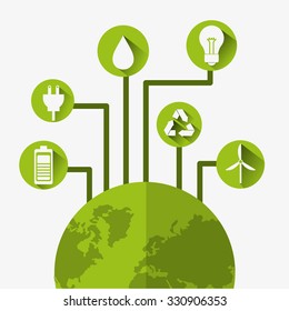 Go green concept with eco icons design, vector illustration 10 eps graphic.