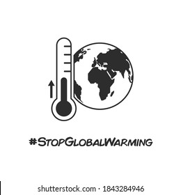 Go green concept. Globe with temperature vector icon. Stop global warming for future. Good for sign or sticker.