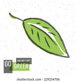Go Green Concept Poster With Leaf Symbol. Vector