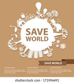 Go green concept. Save world vector Illustration.