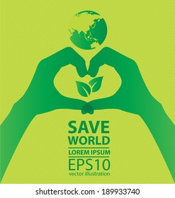 Go green concept. Save world vector Illustration.