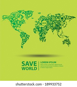 Go green concept. Save world vector Illustration.