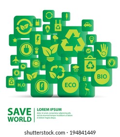 Go green concept. Save world vector Illustration.