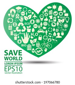 Go green concept. Save world vector Illustration.