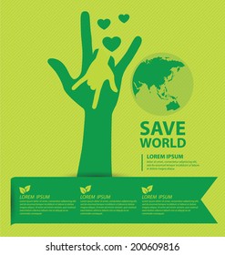 Go green concept. Save world vector Illustration.