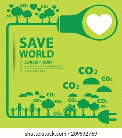 Go green concept. Save world vector Illustration.