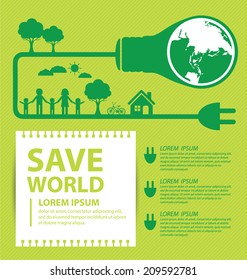 Go green concept. Save world vector Illustration.