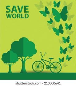 Go green concept. Save world vector Illustration.