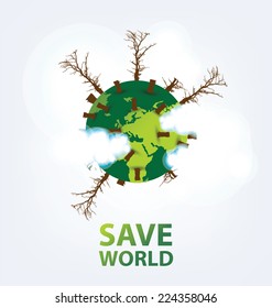 Go green concept. Save world vector Illustration.