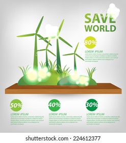 Go green concept. Save world vector Illustration.