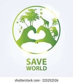 Go green concept. Save world vector Illustration