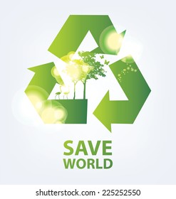 Go green concept. Save world vector Illustration