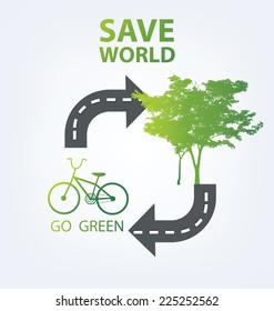 Go green concept. Save world vector Illustration
